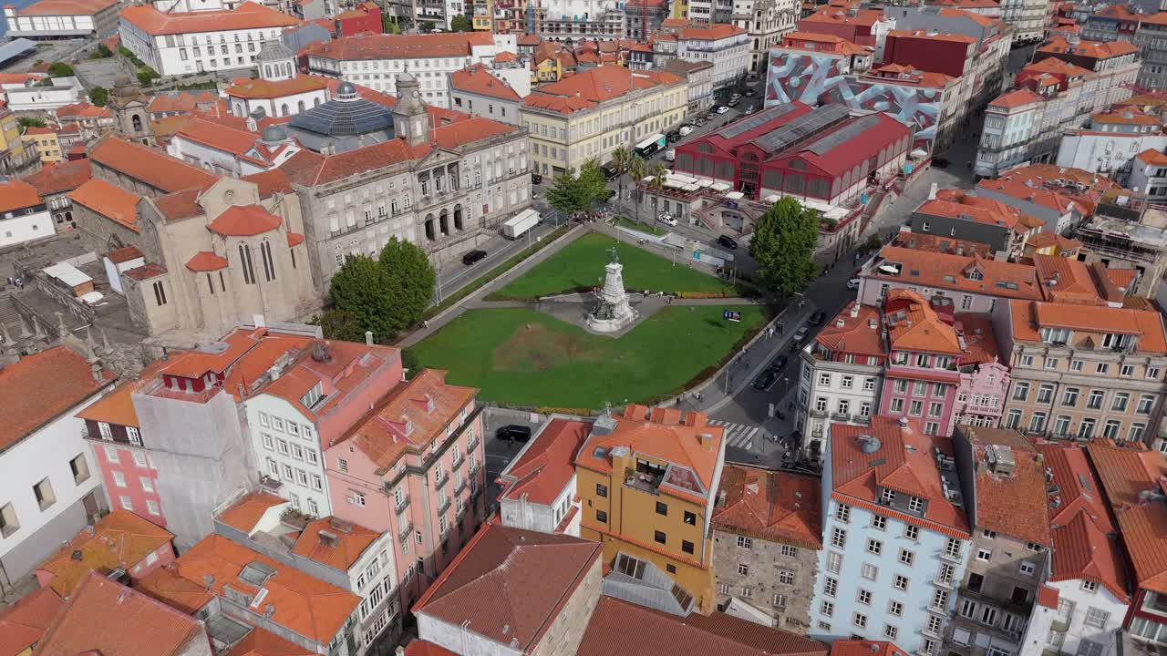 Small park with a statue in Port, Portugal