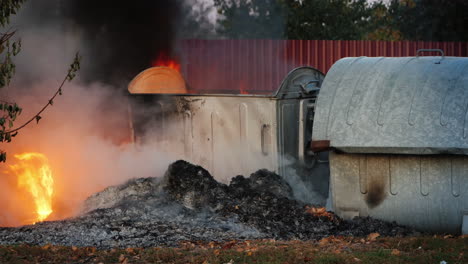 fire near garbage cans riots in the city