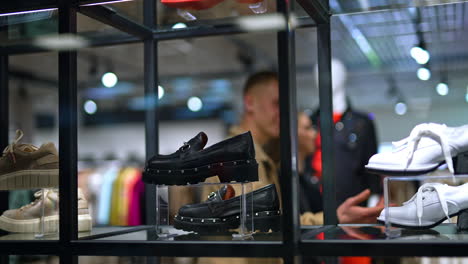 stylish shoe display in a modern retail store