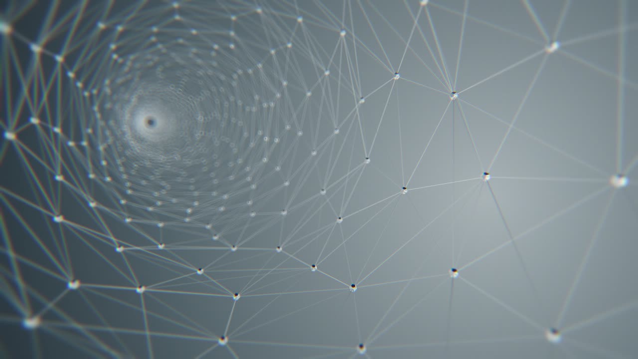 cables de túnel nodos de red. color de metal. animación abstracta para el fondo. renderización de animación 3d. uhd 3840x1080. para la presentación de negocios.