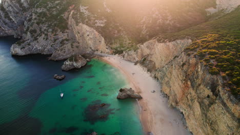 top view of the beach on the atlantic ocean