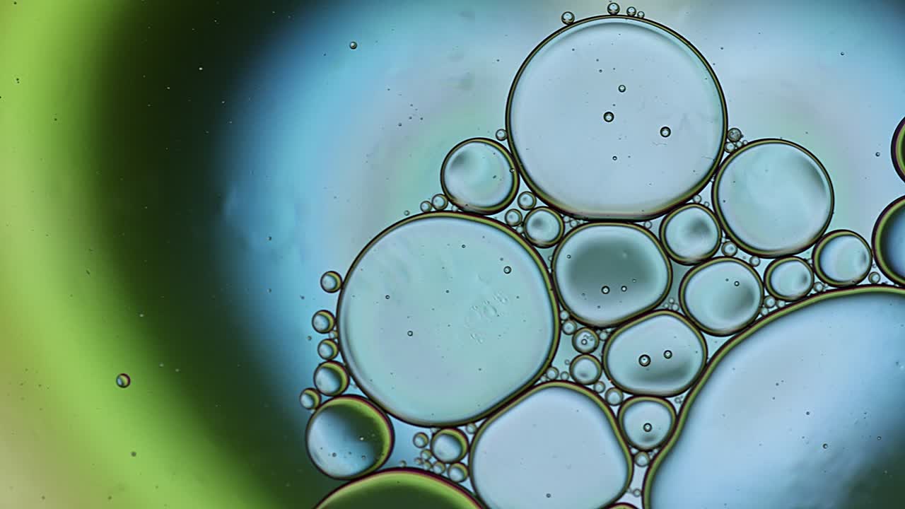 abstract colorido alimentos gotas de aceite burbujas y esferas que fluyen