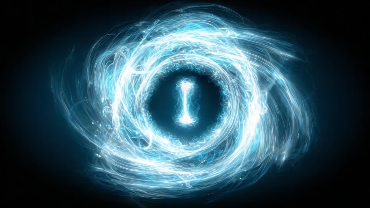 A mesmerizing swirl of luminous energy forms a captivating eye shape around a glowing keyhole, symbolizing mystery, discovery, and the pursuit of knowledge