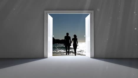 Doors-opening-to-couple-at-the-beach