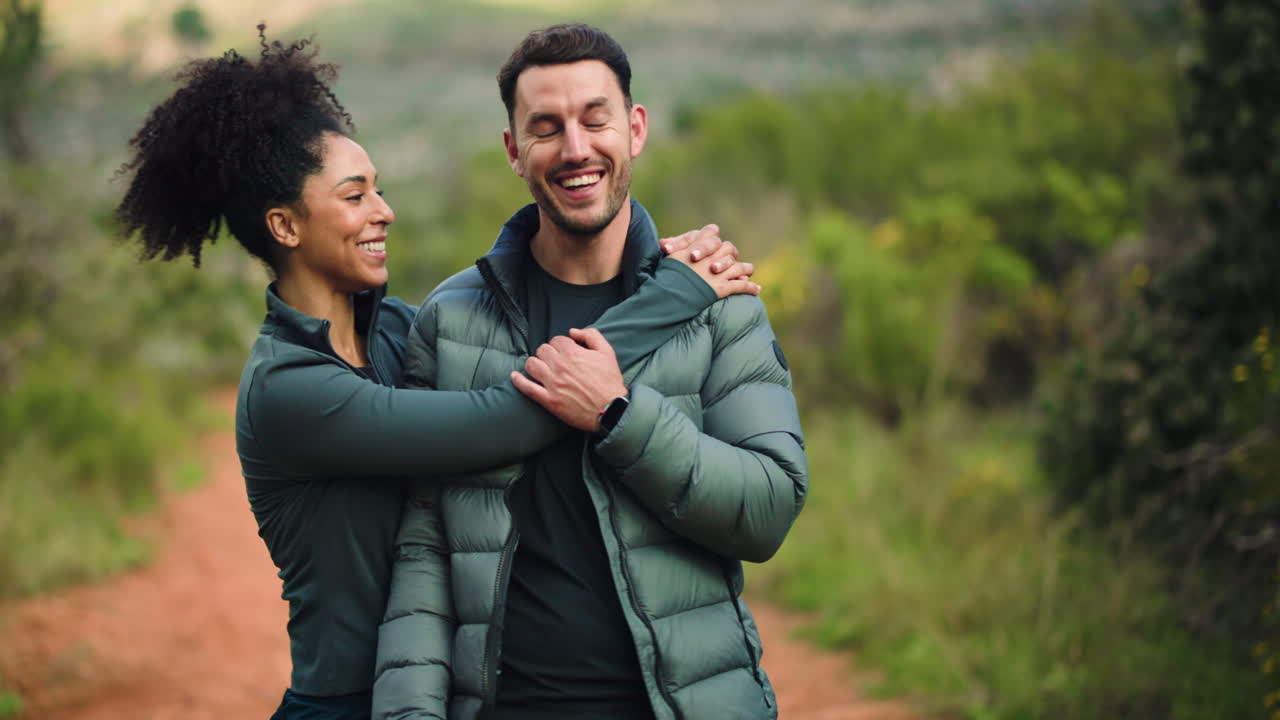 Couple Enjoying a Romantic Walk in Nature