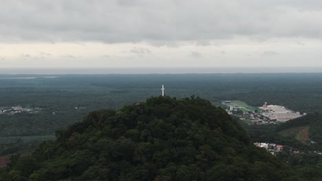 Aerial-view-of-tourist-Morro-da-Cruz-in-São-Francisco-do-Sul-municipality-in-state-of-Santa-Catarina,-Brazil