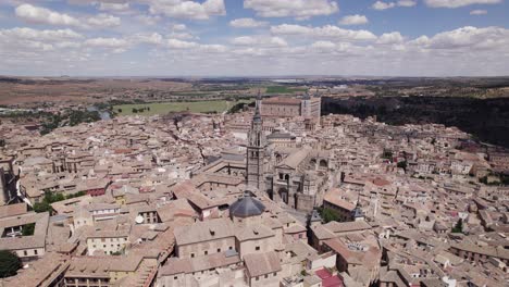 cathedral primada, historic center of toledo, spain - panoramic aerial