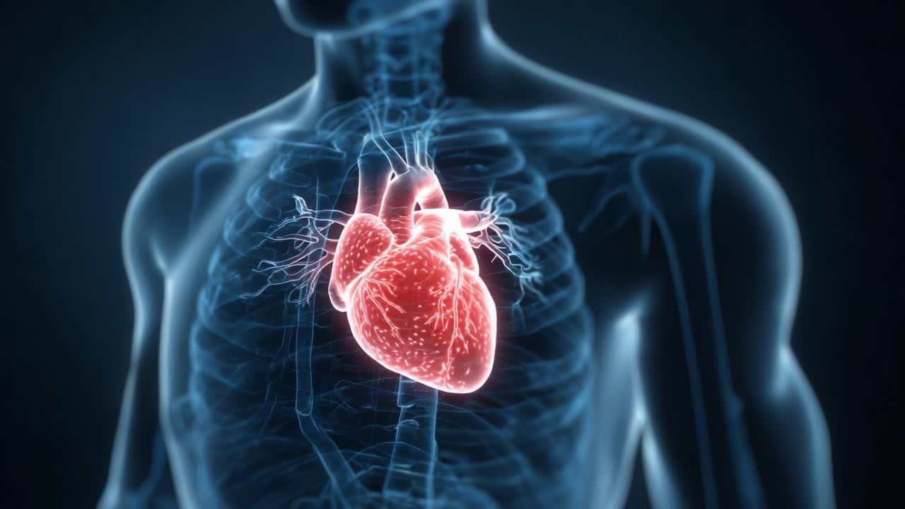 A Detailed Visualization of the Human Heart Presenting Its Intricate Structure and Functionality within the Human Body, Showcasing the Interplay of Anatomical Features and Circulatory System Dynamics