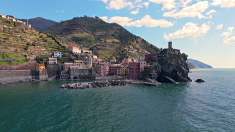 picturesque aerial view of vernazza, a colorful coastal village in cinque terre, italy
