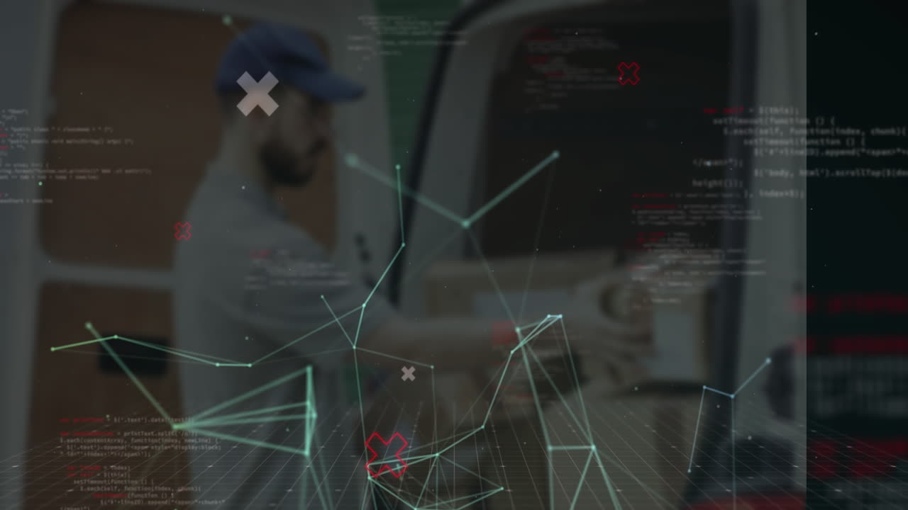 animación de la red de conexiones a través de un hombre caucásico