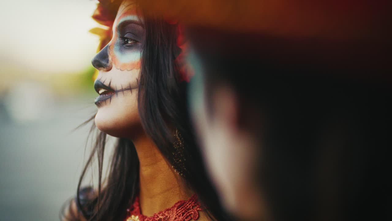 Day of the Dead Woman with Sugar Skull Makeup