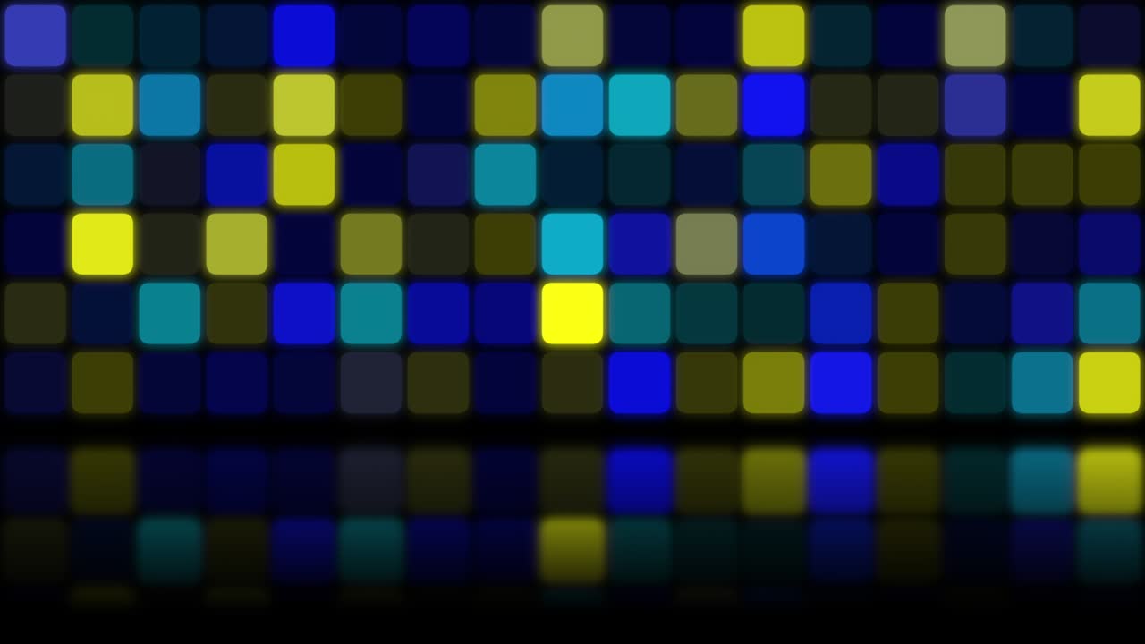 mosaico de neón azul y amarillo en estilo de los años 80