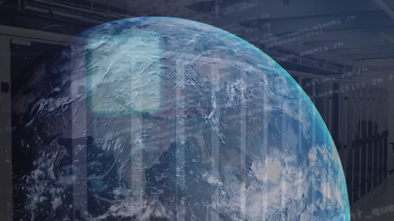 컴퓨터 서버  ⁇ 에 대한 회전하는 지구를 통해 데이터 처리