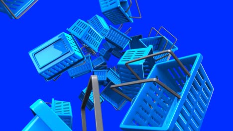 cestas de compras azules sobre un fondo azul