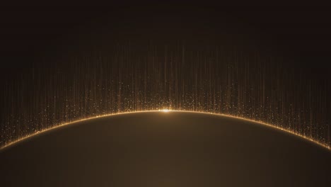 golden light flares surface simulating sunrise effect through particle glow use of glowing rays