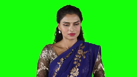 angry young indian woman with saree clothes