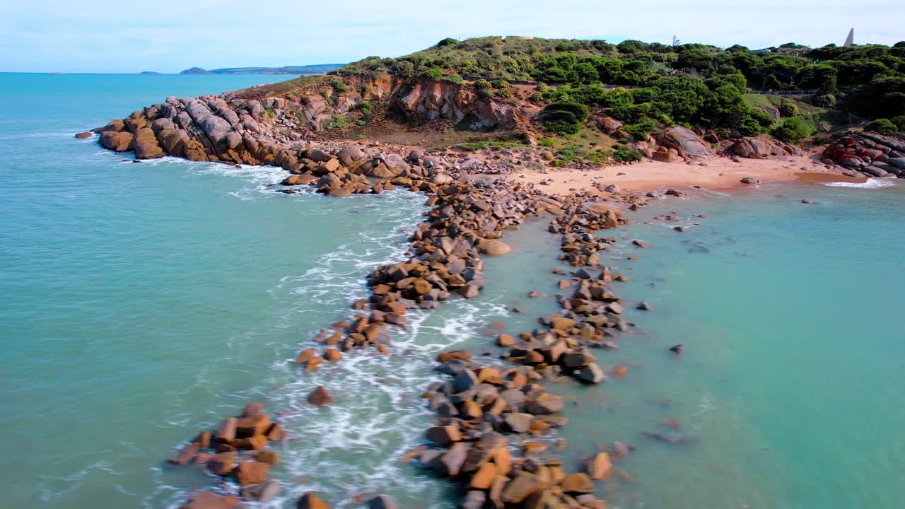 Aerial view of seascape along the vast beach on the South Coast during summer