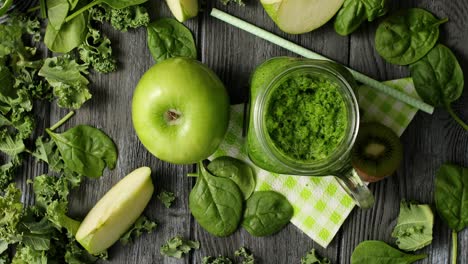 green fruits and salad in composition