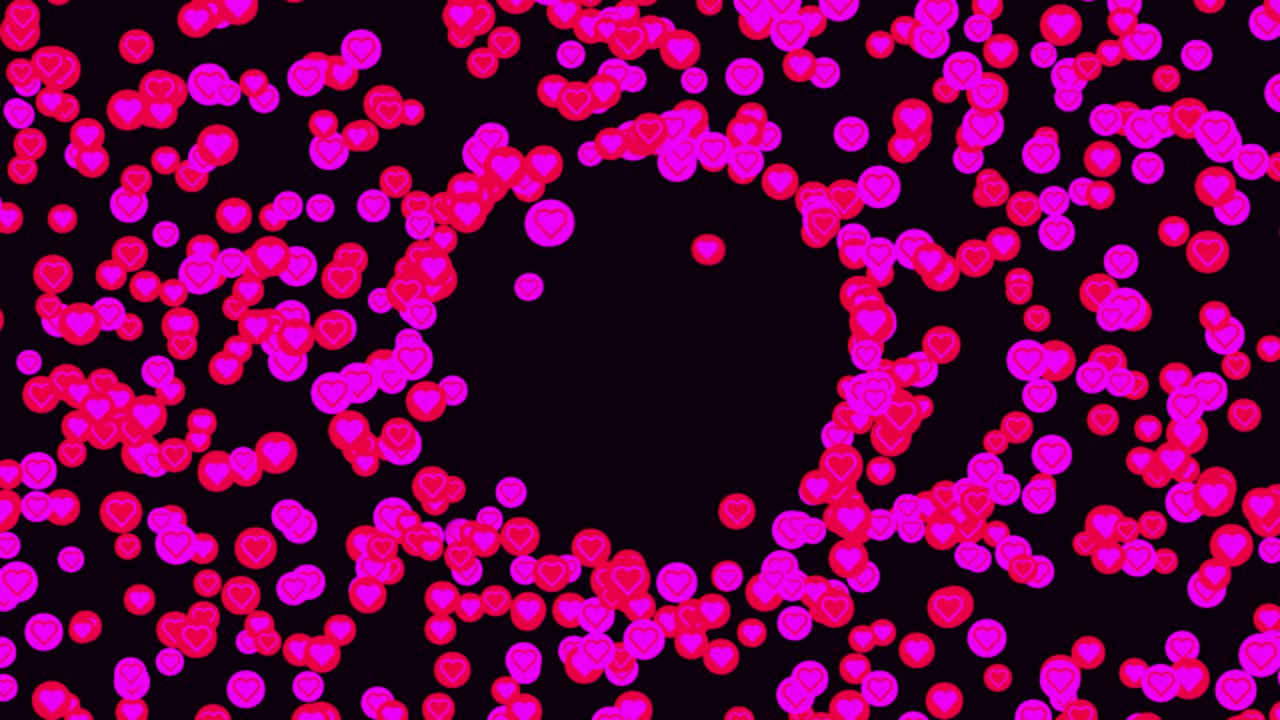 Pink Hearts on Black Background
