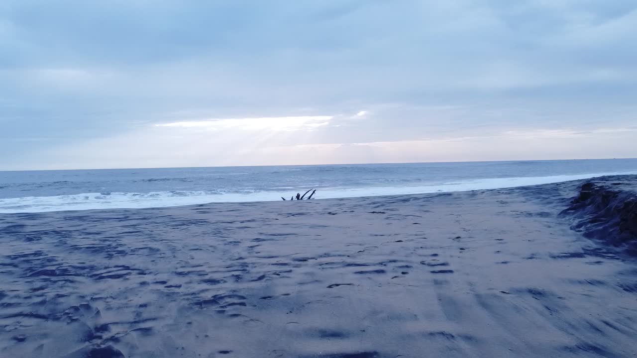 Black sand beach, beautiful costal area, blue sky ,Arabian sea, Indian ocean