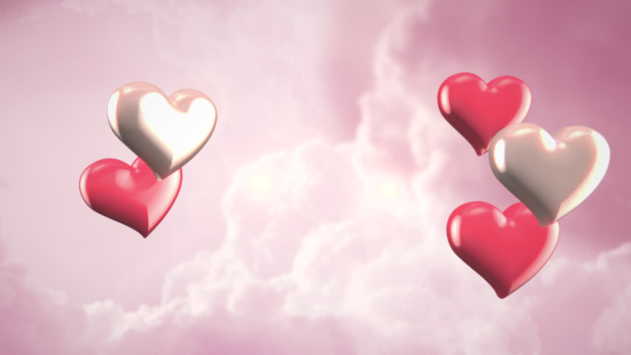 발렌타인 데이 6에 애니메이션 근접 촬영 모션 로맨틱 하트