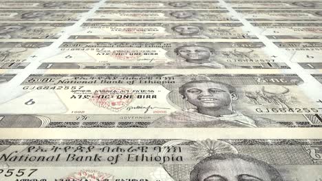 banknotes of one ethiopian birr of ethiopia rolling, cash money, loop