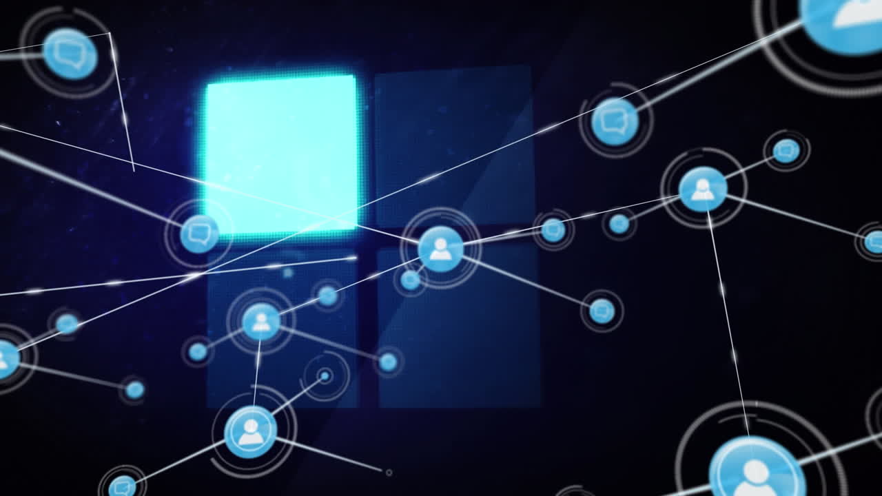 animación de la red de conexiones sobre fondo negro