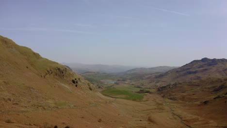 Drone-Aerial-view-of-Wrynose-Pass-in-the-Lake-District,-Cumbria