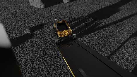 3d animation of the chandrayaan rover being deployed on the lunar surface