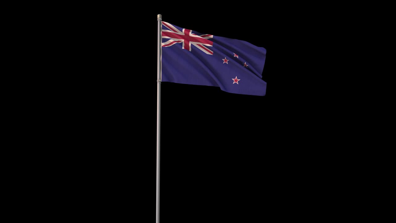 New Zealand flag with Alpha Channel, 4k video is transparent