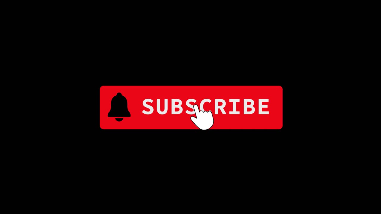 Clic del mouse su pulsante iscriviti e notifica a campana, intro di YouTube, pulsante di notifica per l'iscrizione.