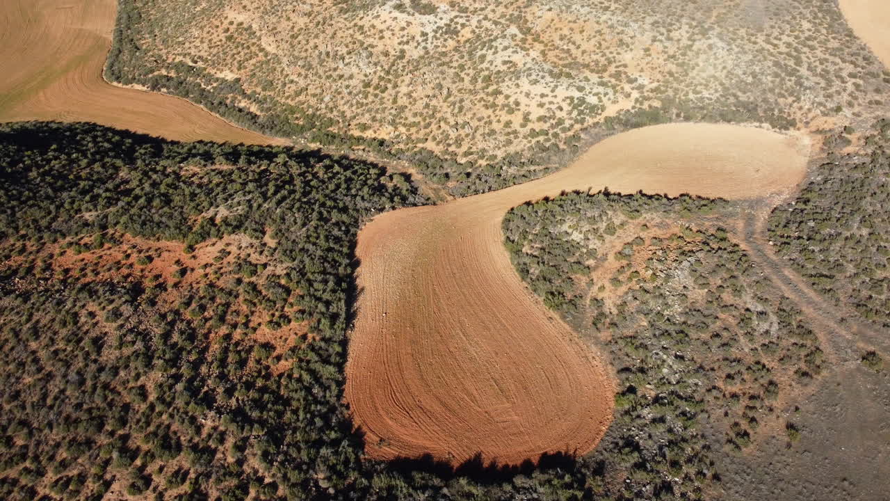 Aerial View of a Dry, Cultivated Landscape
