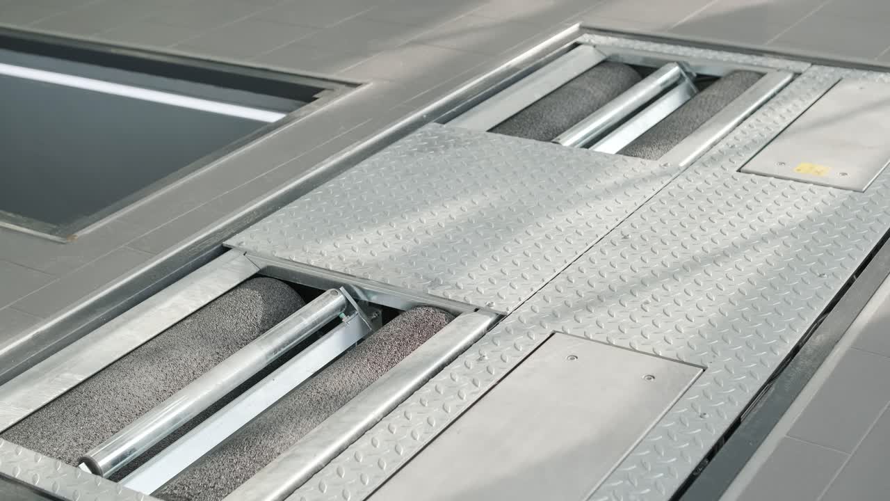 línea de inspección automática para comprobar la suspensión del vehículo en un servicio de automóviles profesional. el equipo avanzado garantiza un diagnóstico preciso de los sistemas y componentes de suspensión