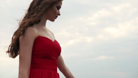 Woman in a Red Dress Outdoors