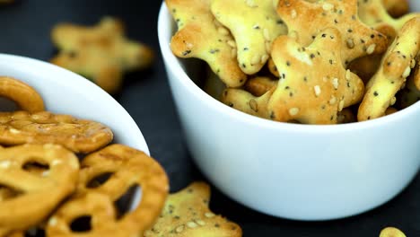 mixed snacks on a rotating plate (seamless loopable)