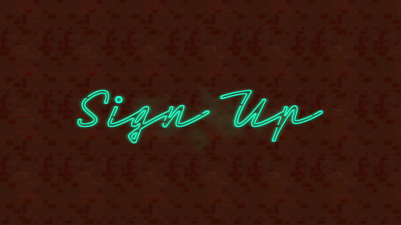 animación de texto de señal de neón sobre fondo texturizado