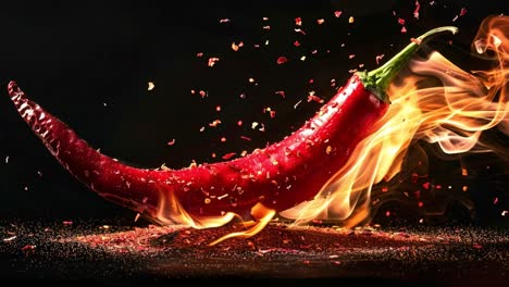 red hot chili pepper on fire
