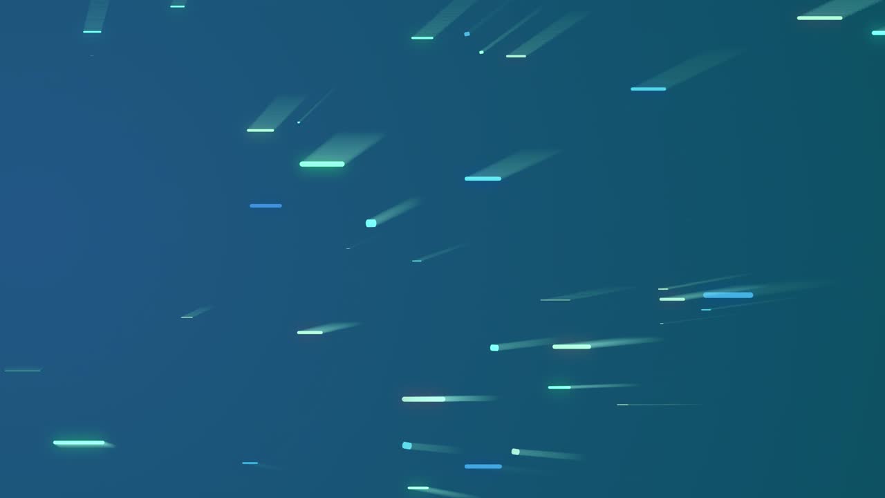 """사이버 공간에서 움직이는 추상적인 데이터 입자들, 빛의 흔적을 남기고 첨단 기술의 밝은 파란색 배경 위에 빛나는 것"""