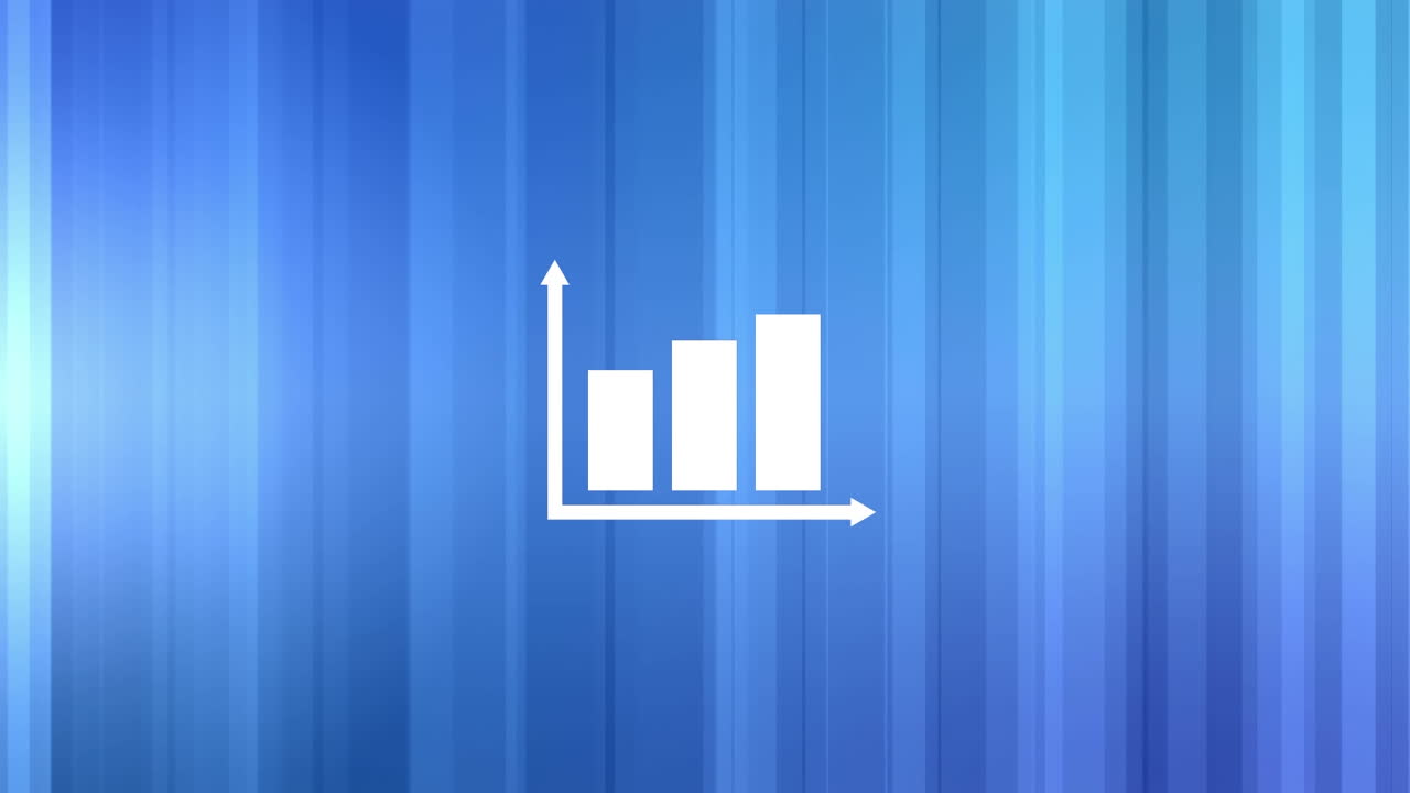 Animation of statistic graph over blue background with lines