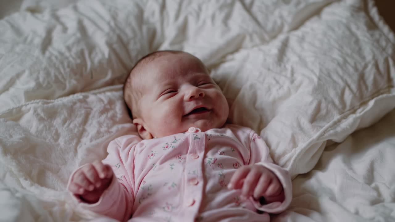 Baby Girl Sleeping and Smiling