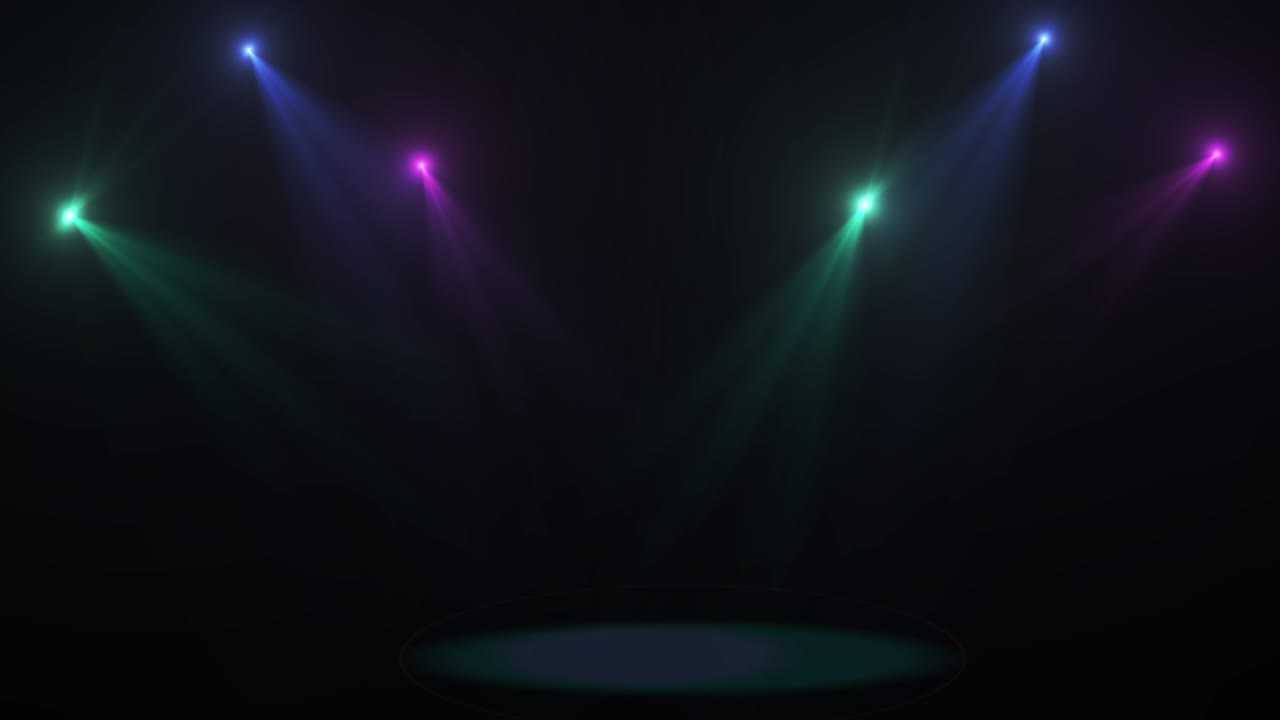 Spotlight light. Light source, studio lighting, walls. Light rays, light effect.