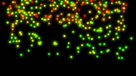 el círculo colorido de la bola de brillo cae desde la parte superior