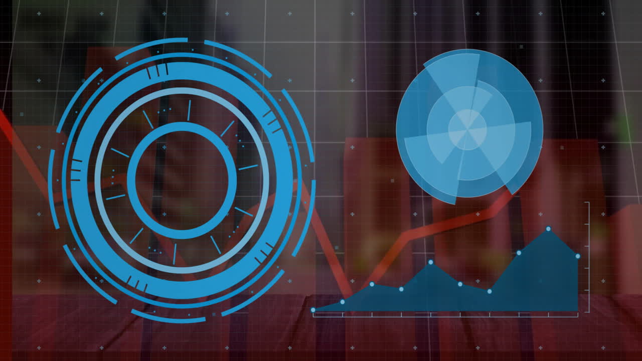 animación del escaneo de alcance con procesamiento de datos sobre el paisaje urbano