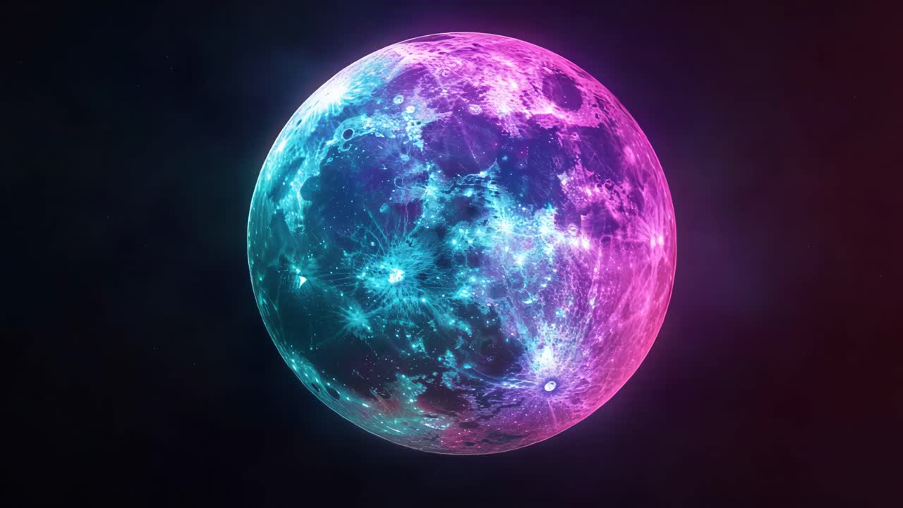 Glowing Neon Earth in Space