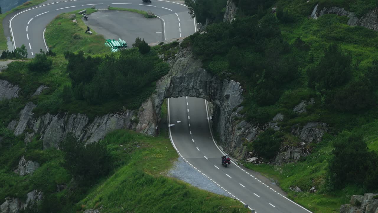 Scenic Mountain Pass Road with Tunnel