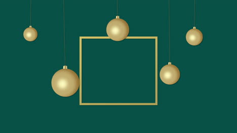 bolas de oro y marco en degradado verde