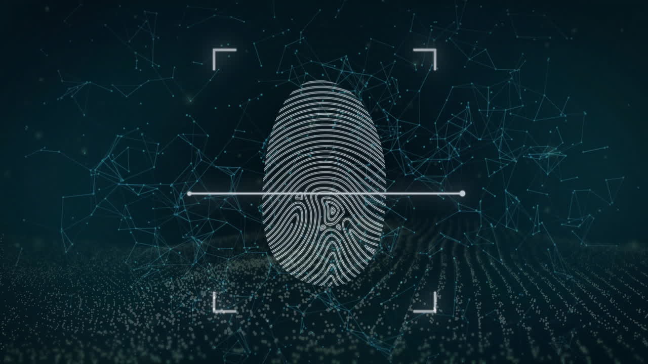 escaneo de huellas dactilares e identificación a través de la red digital de fondo