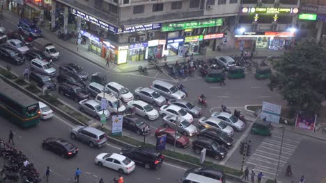 busy city intersection at dusk