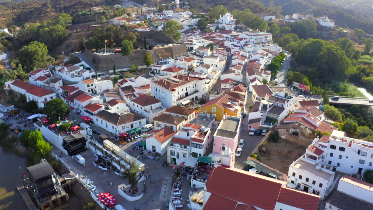 Aerial View of Historic Alcoutim Village and Guadiana River, Portugal