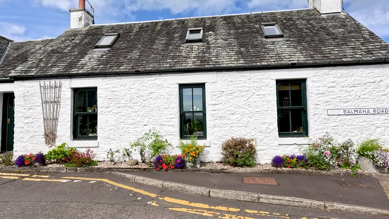casa blanca con flores y vegetación afuera